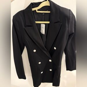 Good American Black Double-Breasted Blazer Dress